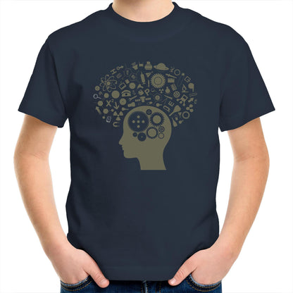 Science Brain - Kids Youth Crew T-Shirt Navy Kids Youth T-shirt Science