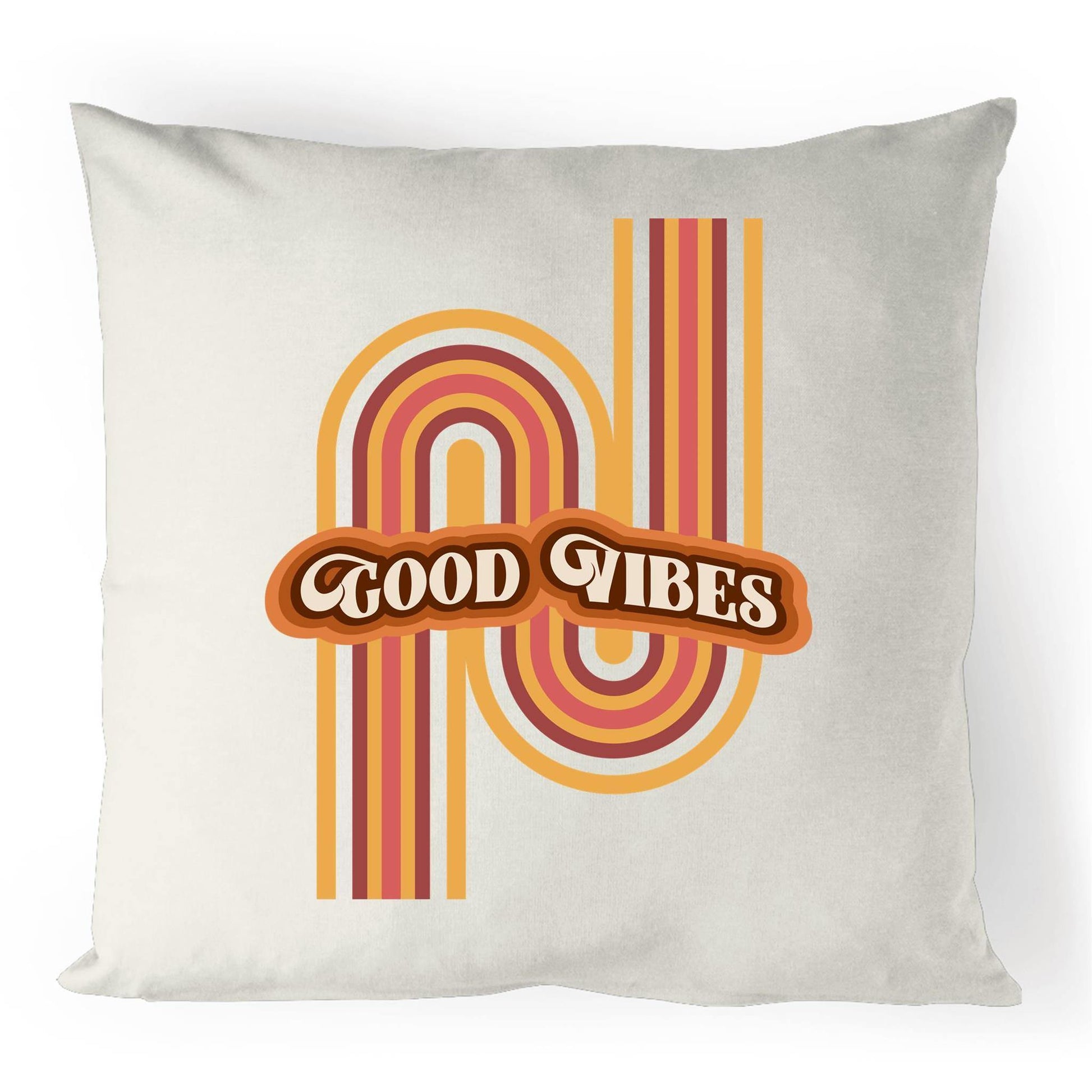 Good Vibes - 100% Linen Cushion Cover Natural One-Size Linen Cushion Cover Retro