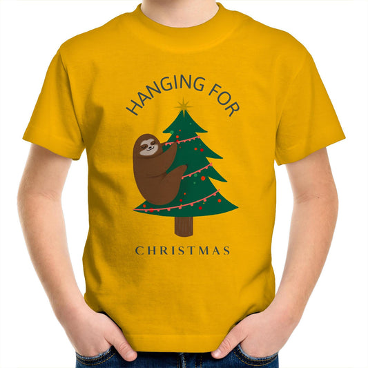 Hanging For Christmas - Kids Youth Crew T-Shirt Gold Christmas Kids T-shirt Merry Christmas