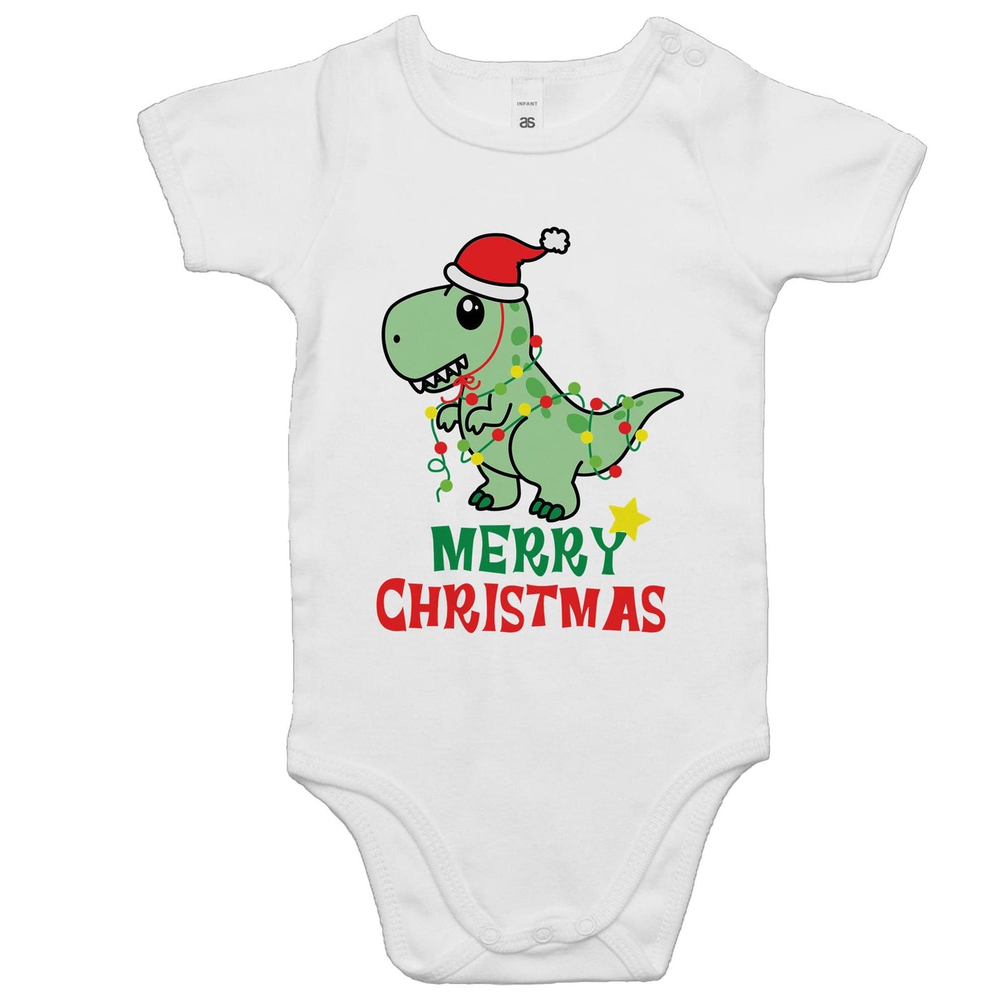 Christmas Dinosaur - Baby Onesie Romper White Christmas Baby Bodysuit Merry Christmas