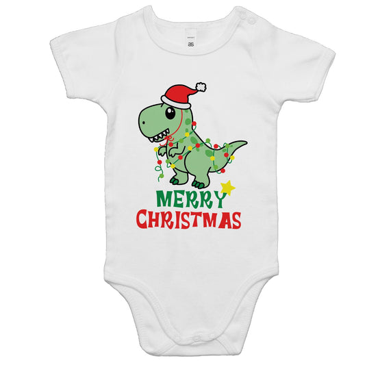 Christmas Dinosaur - Baby Onesie Romper White Christmas Baby Bodysuit Merry Christmas