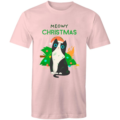 Meowy Christmas - Mens T-Shirt Pink Christmas Mens T-shirt Merry Christmas