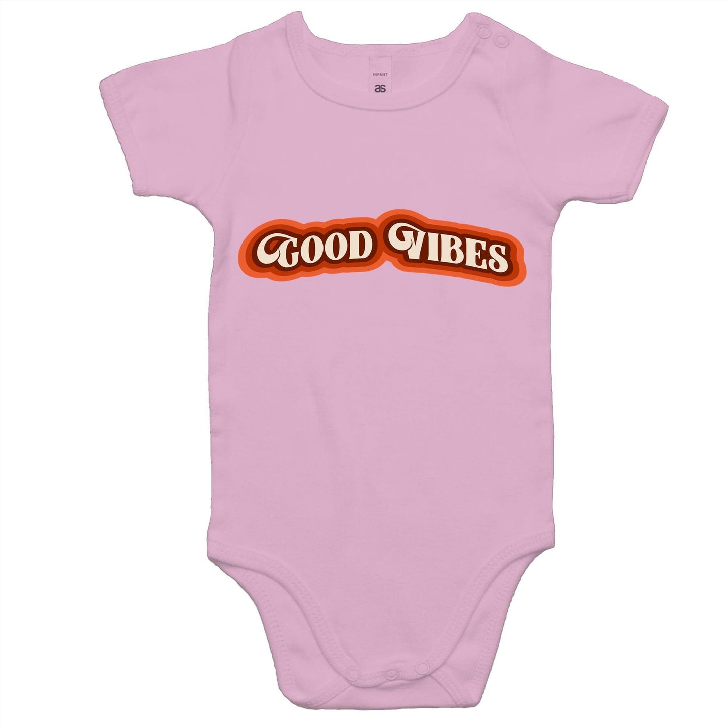 Good Vibes - Baby Bodysuit Pink Baby Bodysuit kids Retro