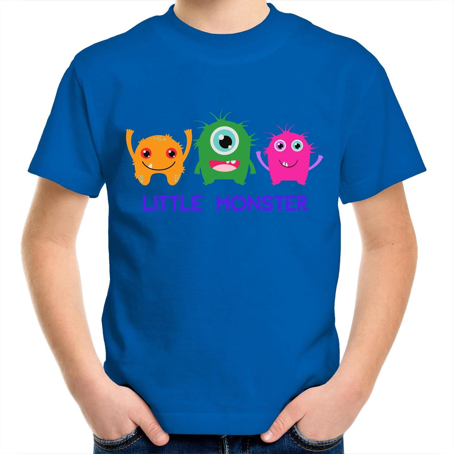 Little Monster - Kids Youth Crew T-Shirt Bright Royal Kids Youth T-shirt Funny Sci Fi