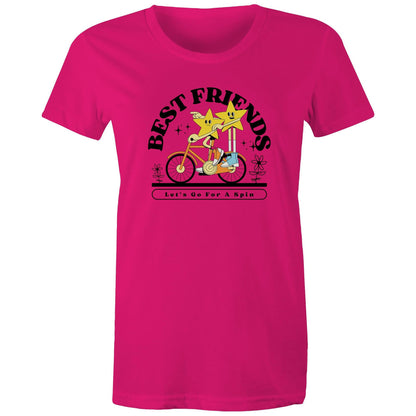 Best Friends - Womens T-shirt Fuchsia Womens T-shirt Retro