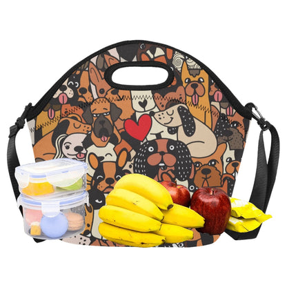 Dog Crowd 2 - Neoprene Lunch Bag/Large Neoprene Lunch Bag/Large animal Printed Offshore