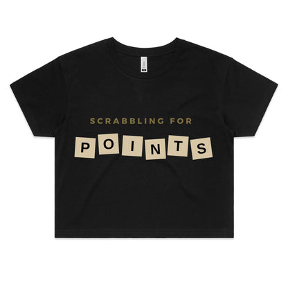 Scrabbling For Points - Women's Crop Tee Black Womens Crop Top Games