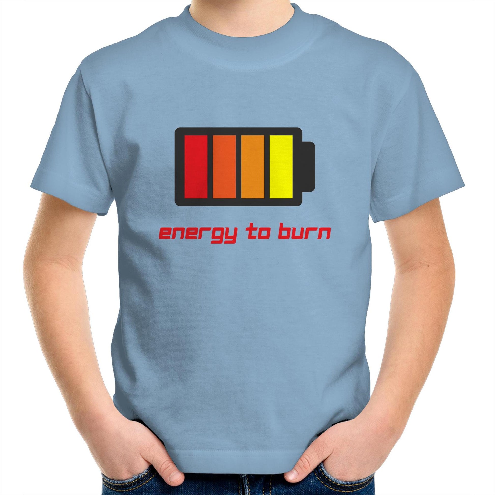 Energy To Burn - Kids Youth Crew T-Shirt Carolina Blue Kids Youth T-shirt Funny