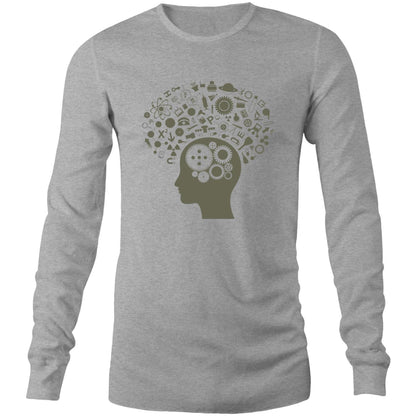 Science Brain - Long Sleeve T-Shirt Grey Marle Unisex Long Sleeve T-shirt Mens Science Womens