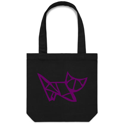 Origami Kitten - Canvas Tote Bag Black One-Size Tote Bag animal