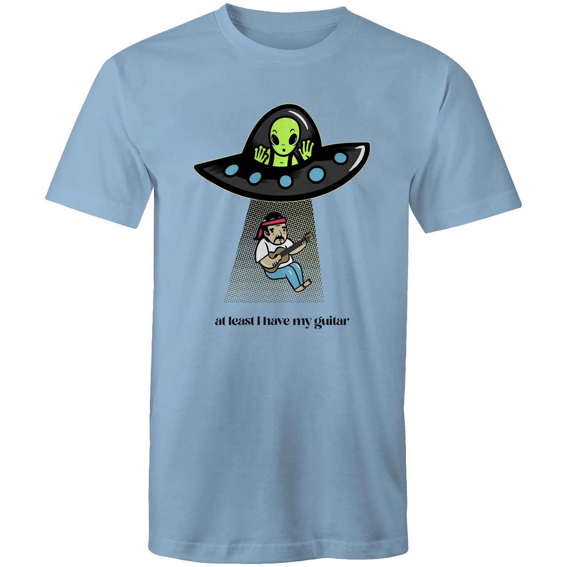 Guitarist Alien Abduction - Mens T-Shirt Carolina Blue Mens T-shirt Music Sci Fi