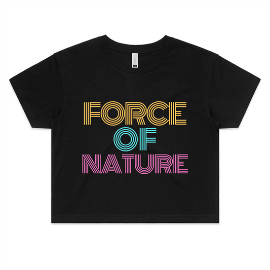 Force Of Nature - Womens Crop Tee Black Fitness Crop Fitness Womens