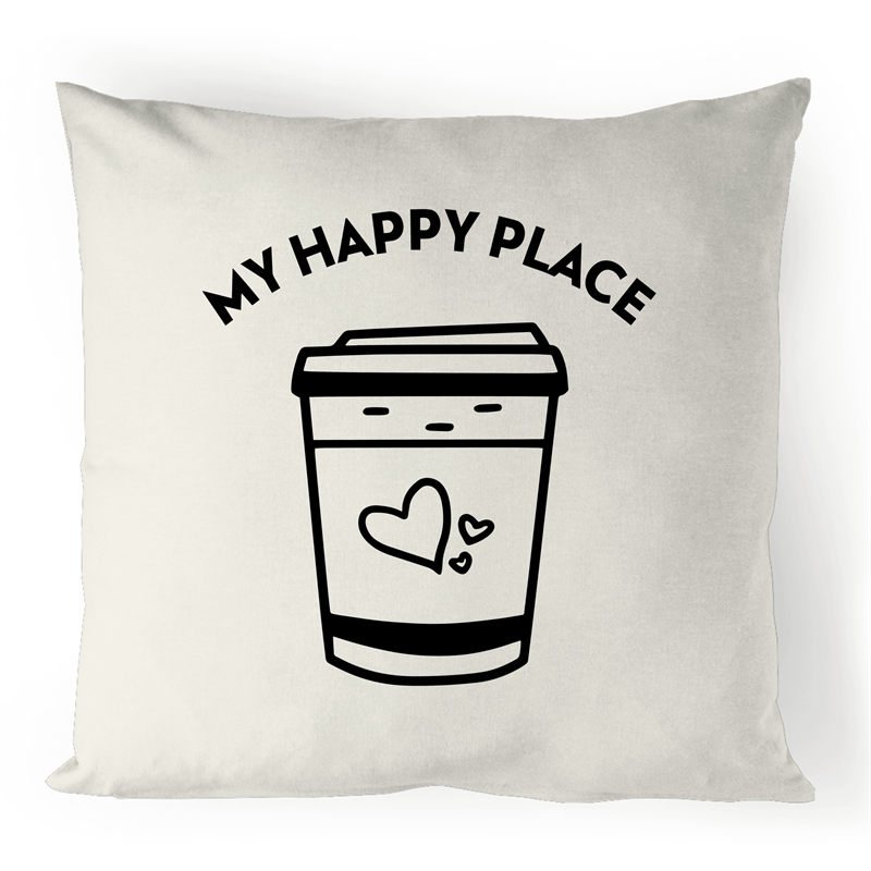 My Happy Place - 100% Linen Cushion Cover Natural One-Size Linen Cushion Cover Coffee