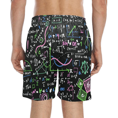 Equations In Green And Pink - Men's Mid-Length Beach Shorts Men's Mid-Length Beach Shorts Maths Printed Offshore Science