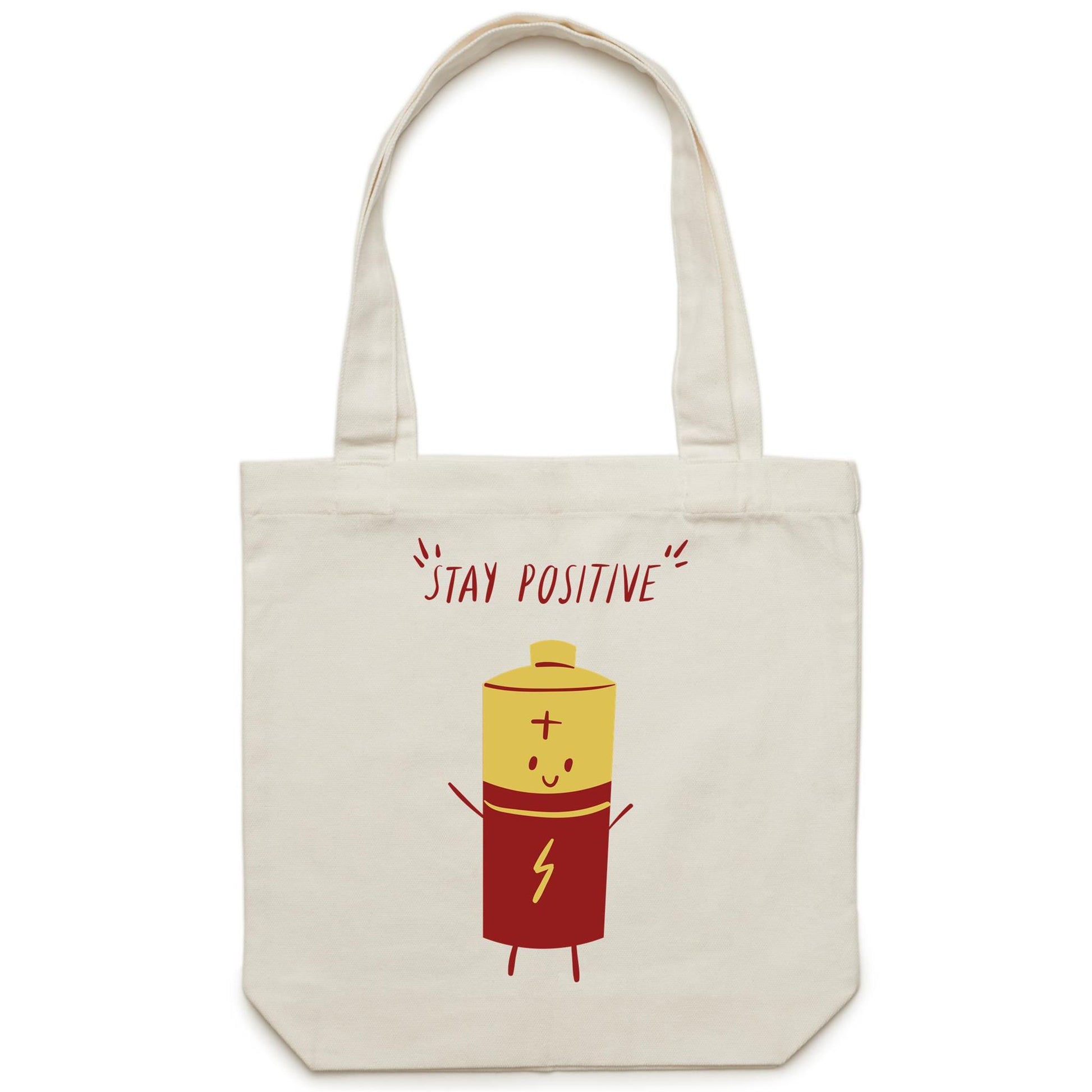 Stay Positive - Canvas Tote Bag Cream One-Size Tote Bag Funny