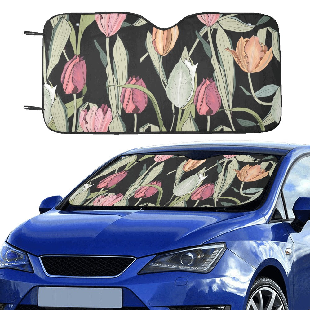 Tulips - Car Sun Shade 55"x30" Car Sun Shade 55"x30" Printed Offshore