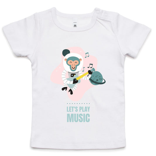 Let's Play Music - Baby T-shirt White Baby T-shirt animal Dad Music Space