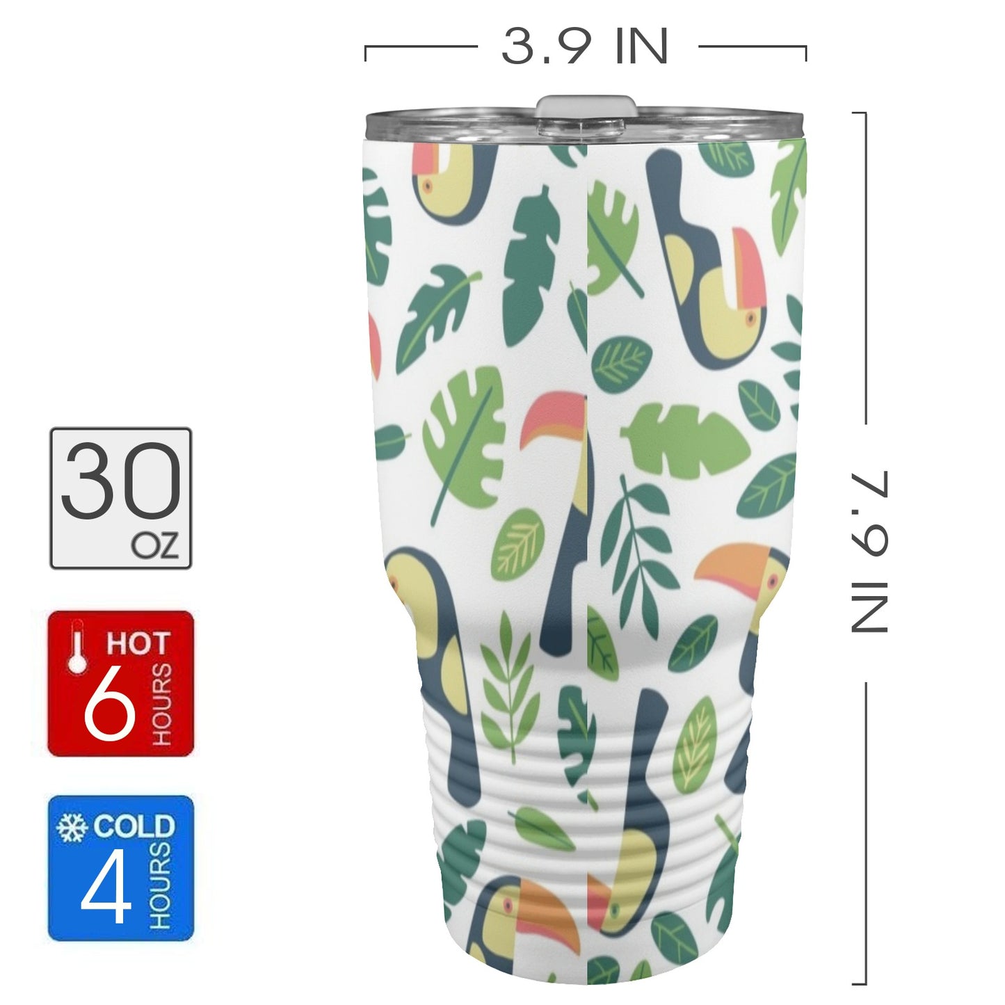 Toucans - 30oz Insulated Stainless Steel Mobile Tumbler 30oz Insulated Stainless Steel Mobile Tumbler animal Printed Offshore