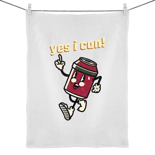 Yes I Can! - 50% Linen 50% Cotton Tea Towel Default Title Tea Towel Motivation Retro