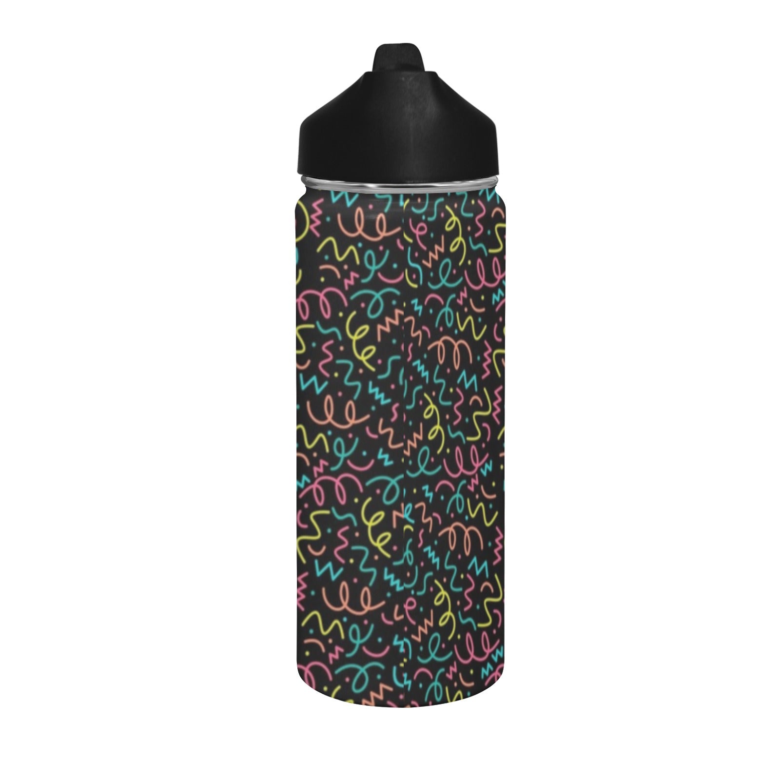 Squiggle Time - Insulated Water Bottle with Straw Lid (18 oz) Insulated Water Bottle with Straw Lid Printed Offshore