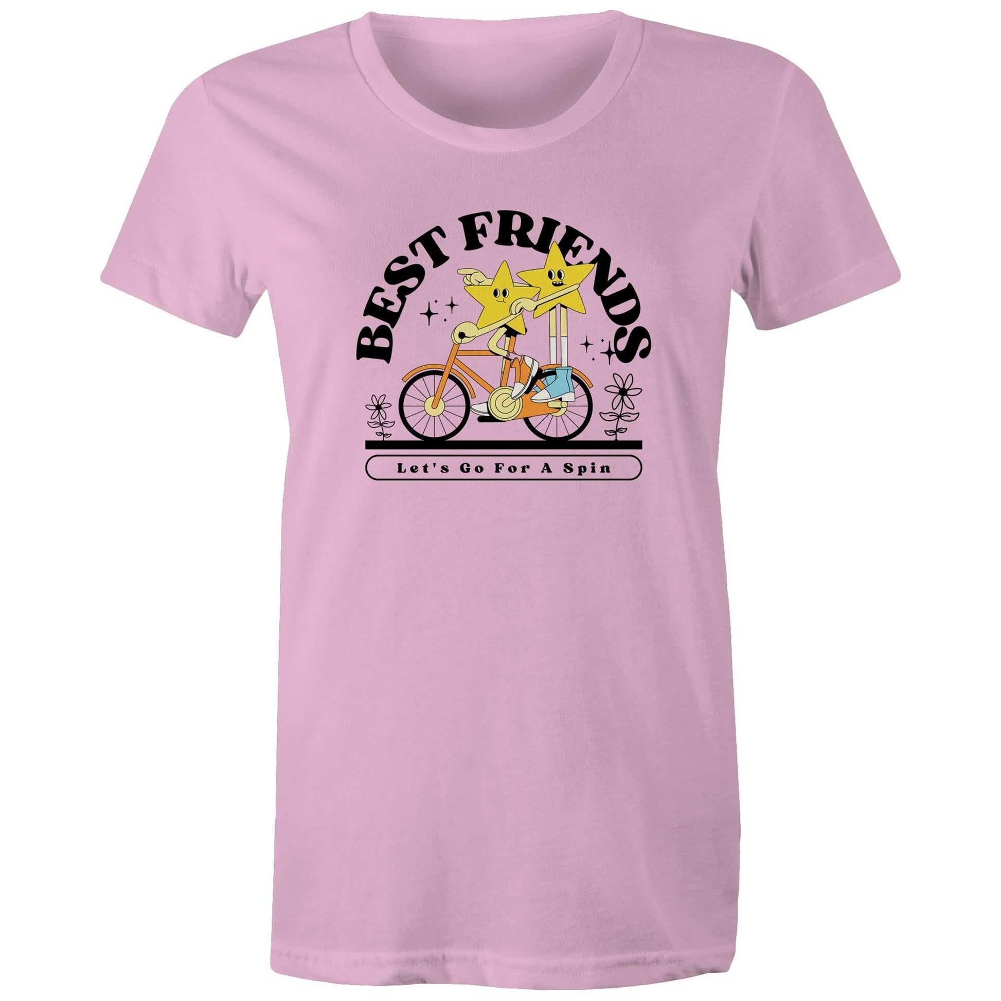 Best Friends - Womens T-shirt Pink Womens T-shirt Retro