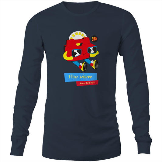 The View From The 90's - Long Sleeve T-Shirt Navy Unisex Long Sleeve T-shirt Retro