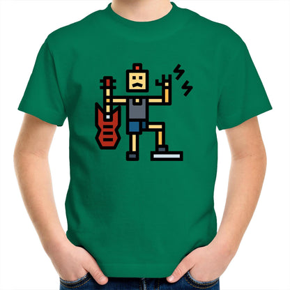 Rock And Roll - Kids Youth Crew T-Shirt Kelly Green Kids Youth T-shirt comic Funny Music