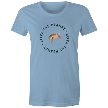 Love The Planet - Womens T-shirt Carolina Blue Womens T-shirt animal Environment