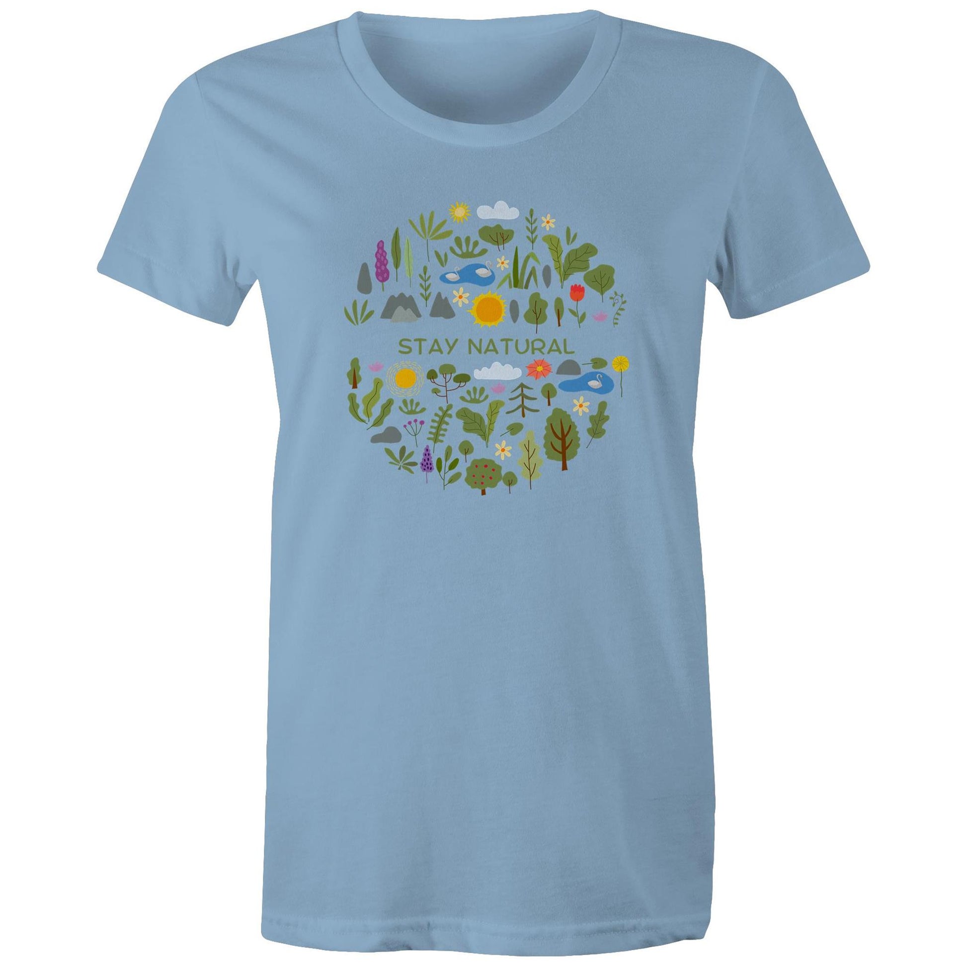 Stay Natural - Womens T-shirt Carolina Blue Womens T-shirt Environment Plants