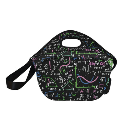 Equations In Green And Pink - Neoprene Lunch Bag/Large Neoprene Lunch Bag/Large Maths Printed Offshore Science