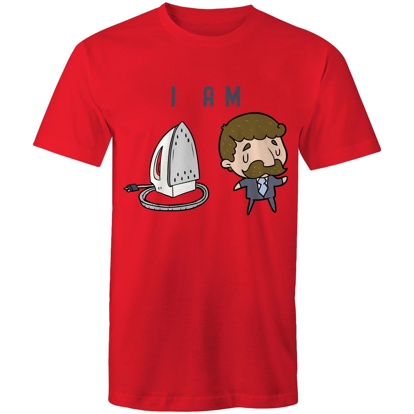 I Am Ironing Man Cartoon - Mens T-Shirt Red Mens T-shirt comic Funny