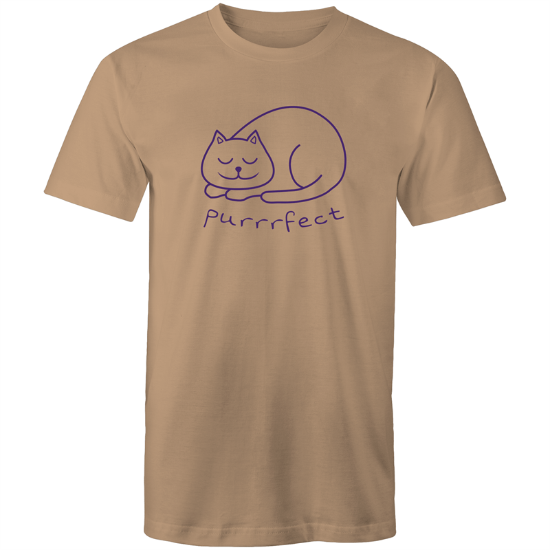 Purrrfect - Mens T-Shirt Tan Mens T-shirt animal Mens