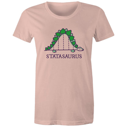Statasaurus - Womens T-shirt Pale Pink Womens T-shirt animal Maths Science