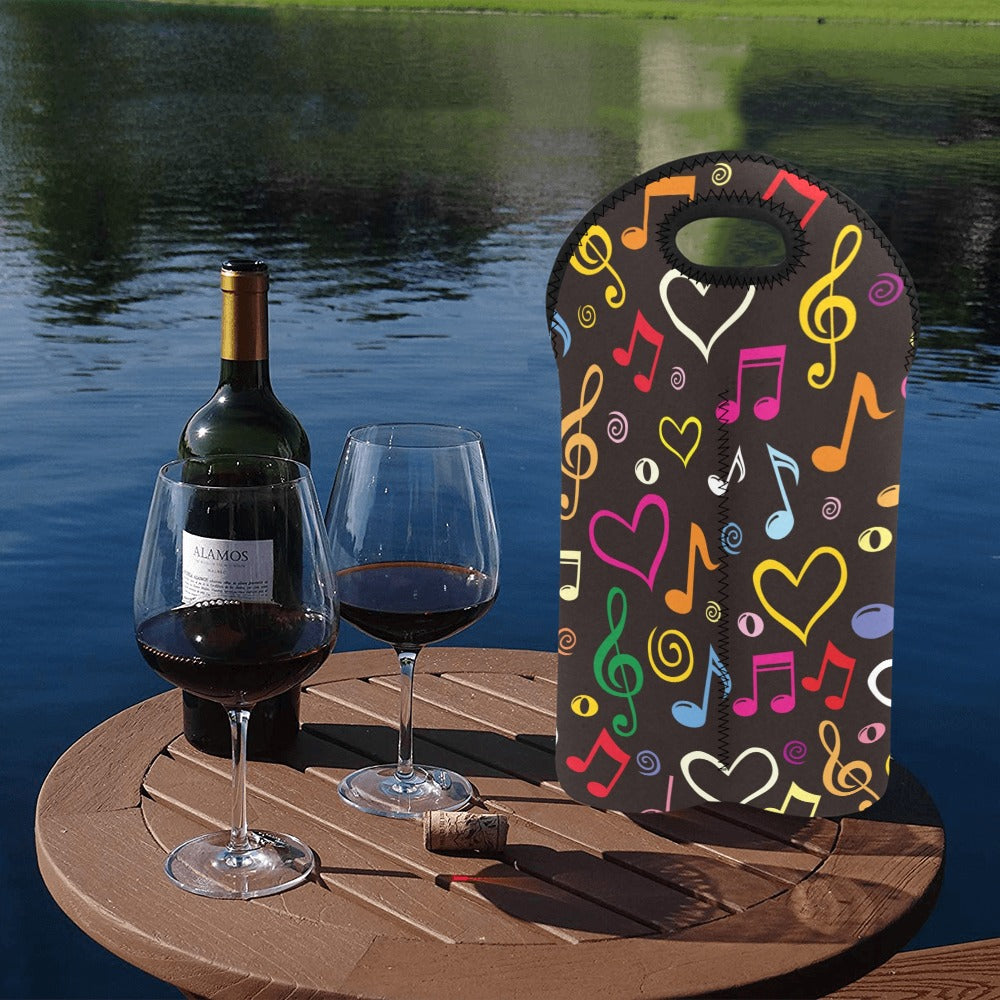 Music Notes - 2-Bottle Neoprene Wine Bag 2 Bottle Wine Bag Printed Offshore