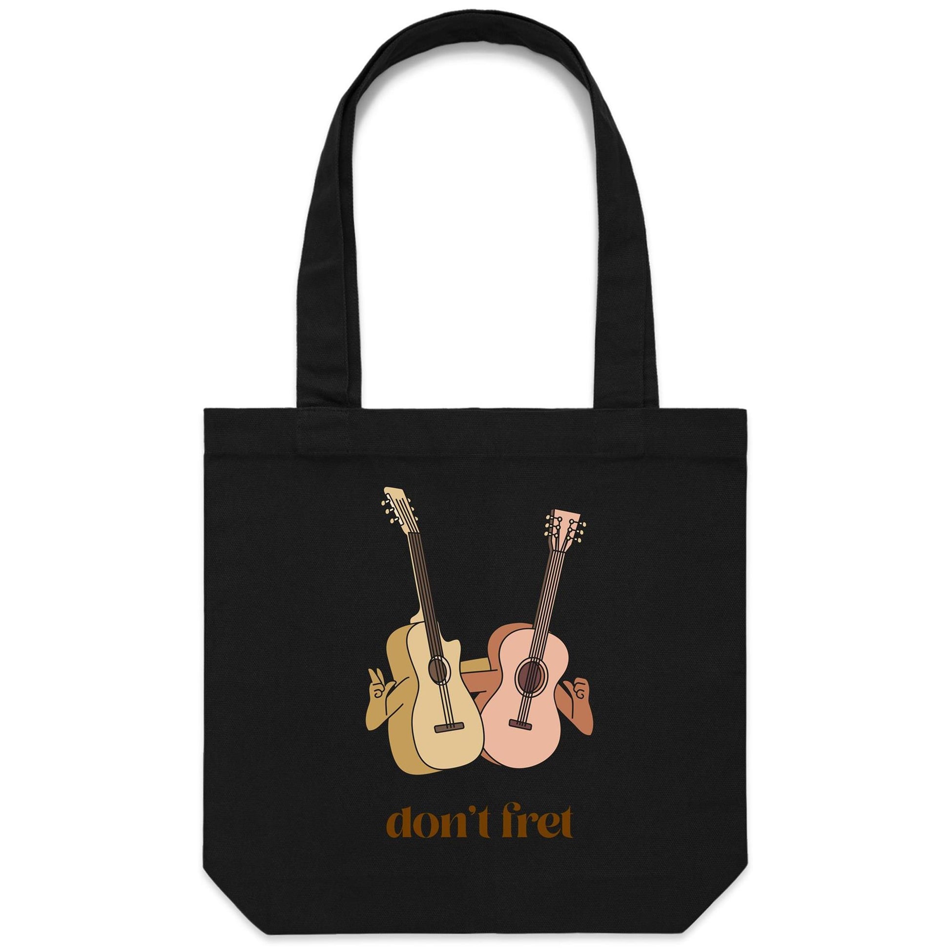 Don't Fret - Canvas Tote Bag Black One Size Tote Bag Music