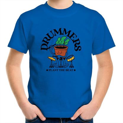 Drummers - Kids Youth Crew T-Shirt Bright Royal Kids Youth T-shirt Music Plants