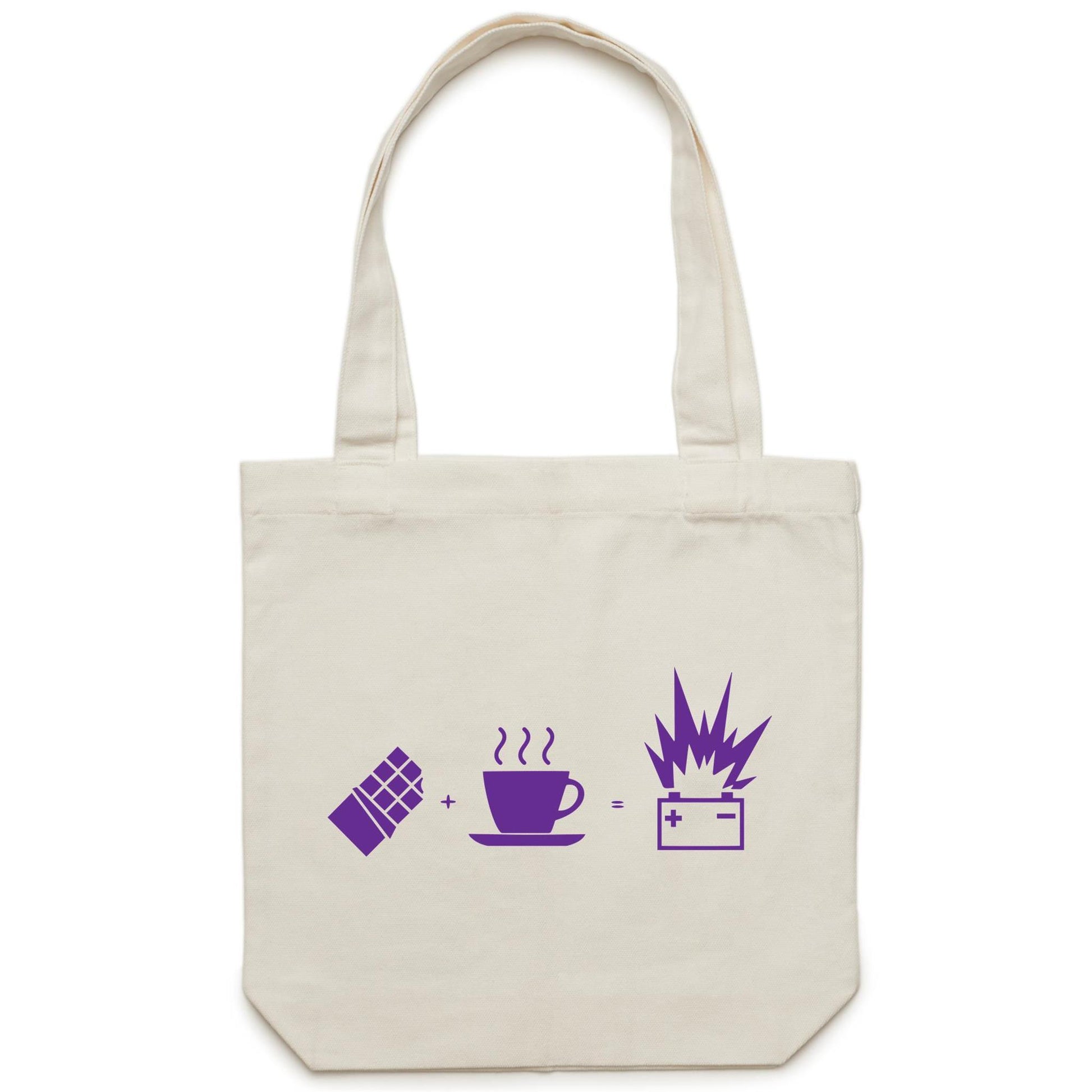 Chocolate + Coffee = Energy - Canvas Tote Bag Cream One-Size Tote Bag Coffee