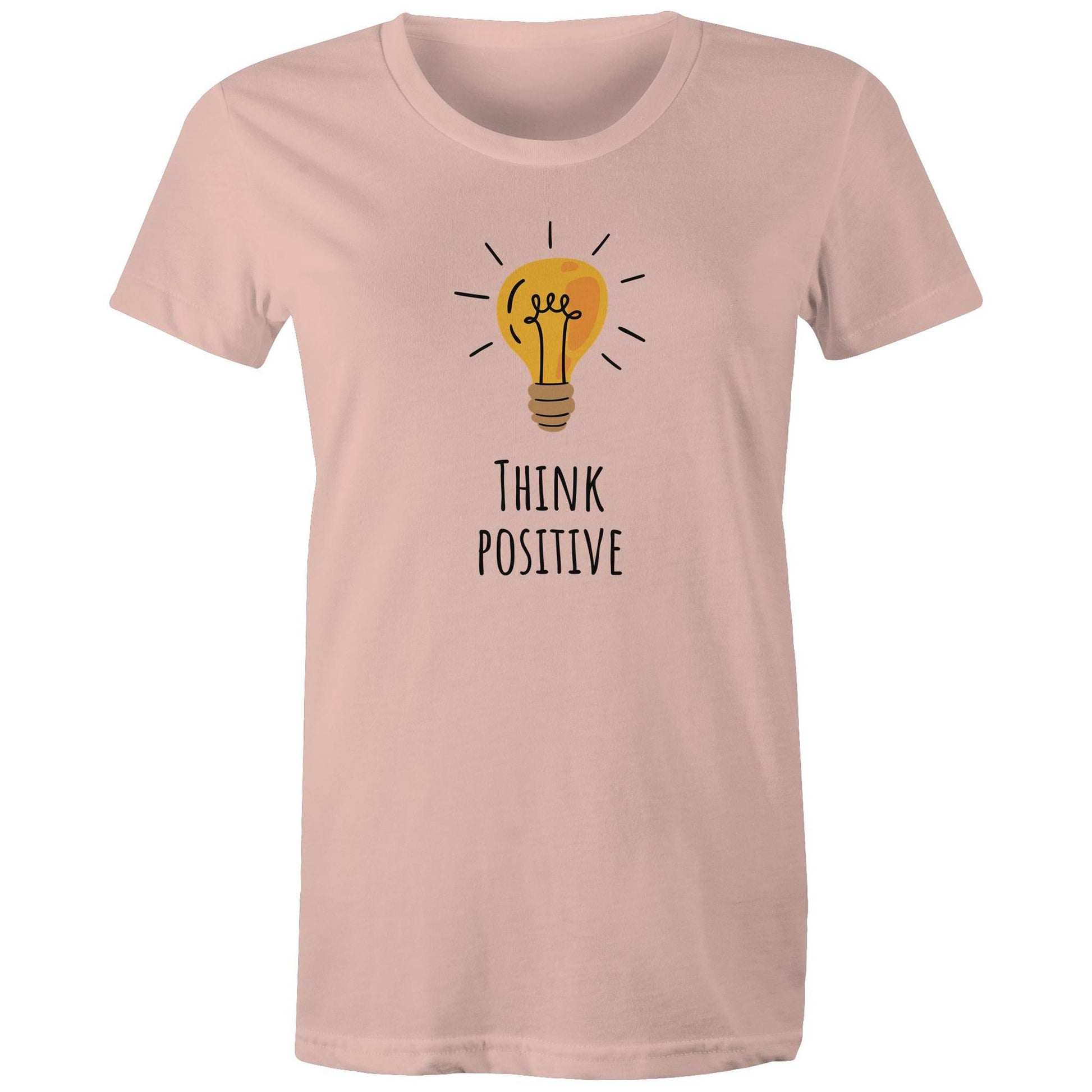 Think Positive - Womens T-shirt Pale Pink Womens T-shirt Motivation
