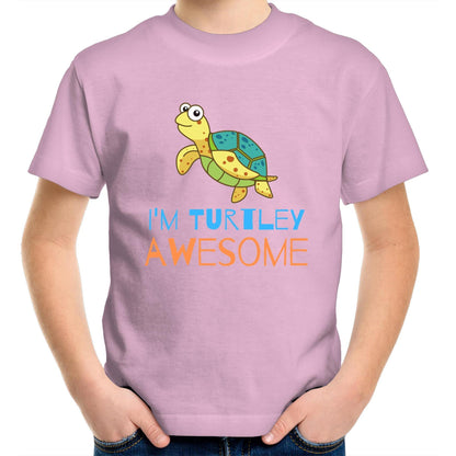 I'm Turtley Awesome - Kids Youth Crew T-Shirt Pink Kids Youth T-shirt animal