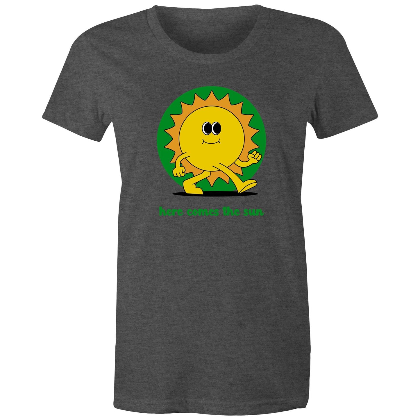 Here Comes The Sun - Womens T-shirt Asphalt Marle Womens T-shirt Retro Summer