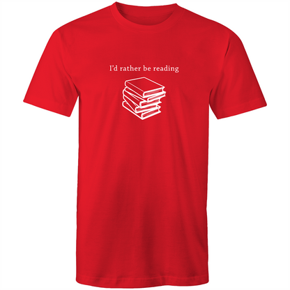 I'd Rather Be Reading - Mens T-Shirt Red Mens T-shirt Funny Mens