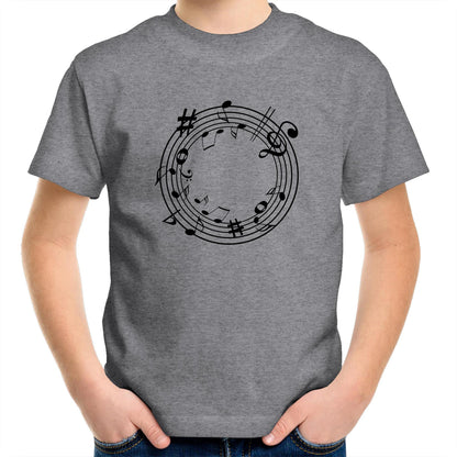 Music Circle - Kids Youth Crew T-Shirt Grey Marle Kids Youth T-shirt Music