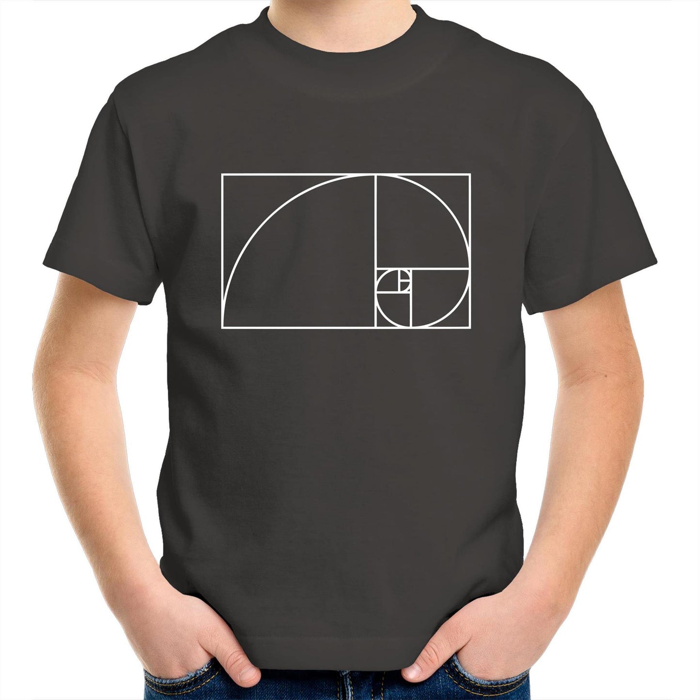 Fibonacci - Kids Youth Crew T-Shirt Charcoal Kids Youth T-shirt Science