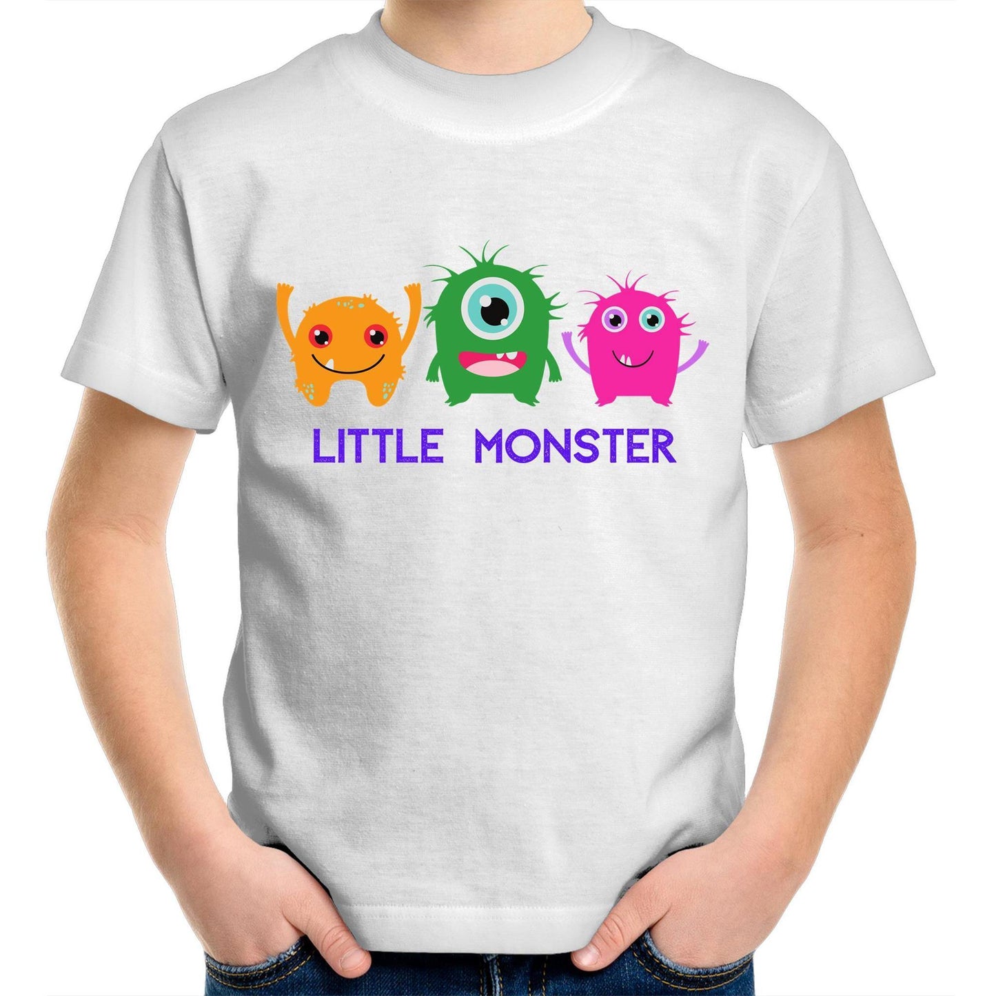 Little Monster - Kids Youth Crew T-Shirt White Kids Youth T-shirt Funny Sci Fi