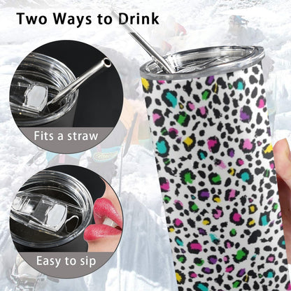 Animal Print In Colour - 20oz Tall Skinny Tumbler with Lid and Straw 20oz Tall Skinny Tumbler with Lid and Straw