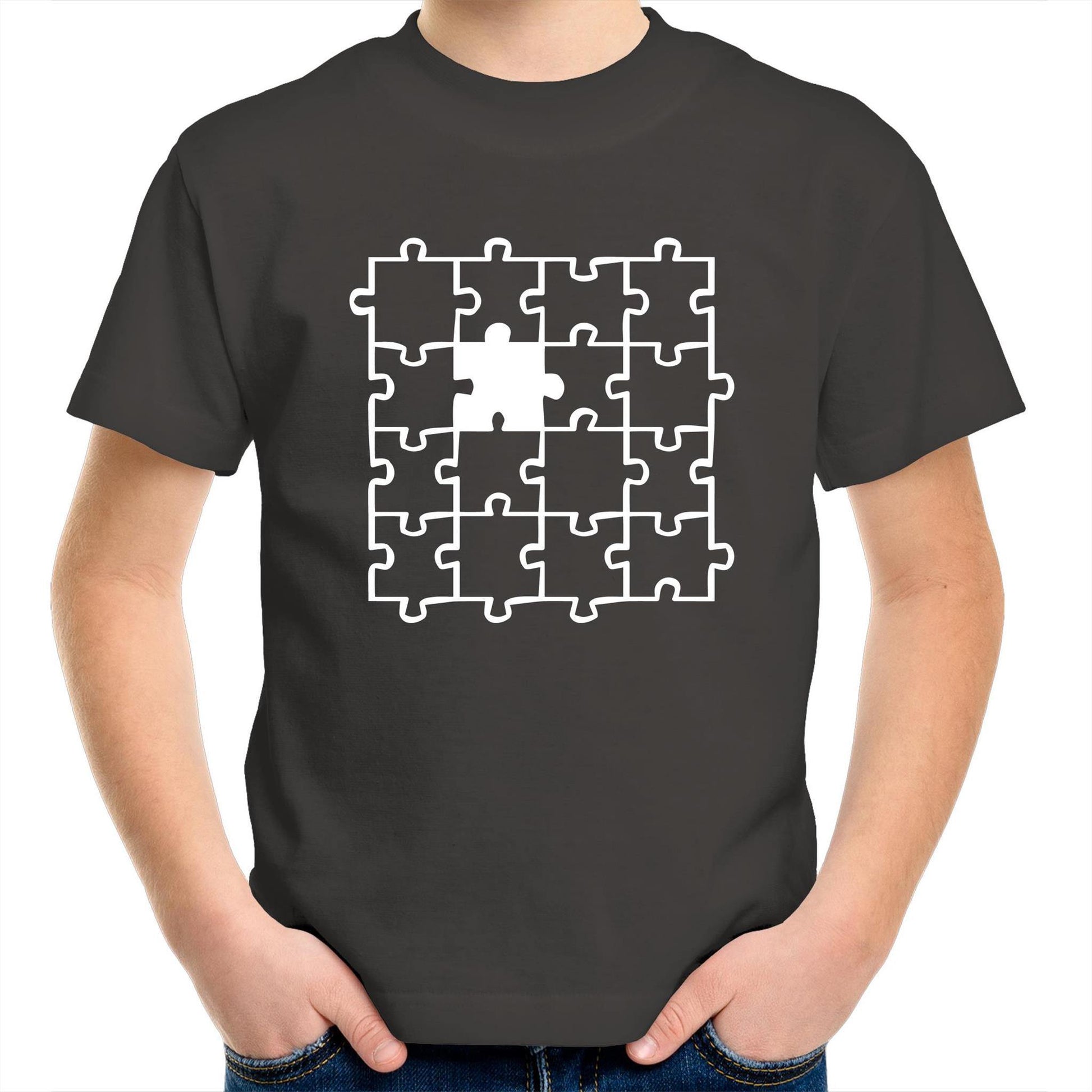 Jigsaw - Kids Youth Crew T-Shirt Charcoal Kids Youth T-shirt Games