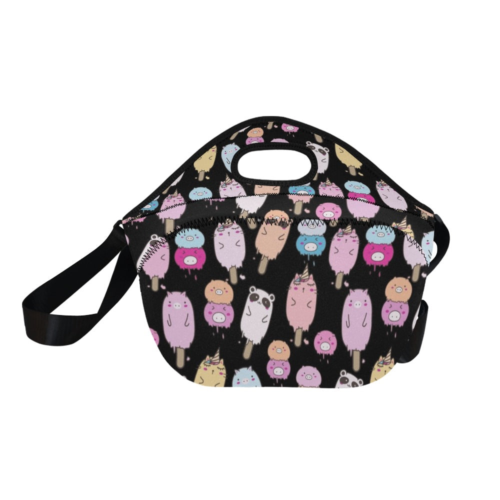 Cute Animal Ice Blocks - Neoprene Lunch Bag/Large Neoprene Lunch Bag/Large animal Printed Offshore Summer