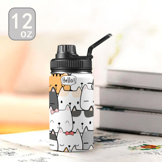 Cat Hello - Kids Water Bottle with Chug Lid (12 oz) Kids Water Bottle with Chug Lid