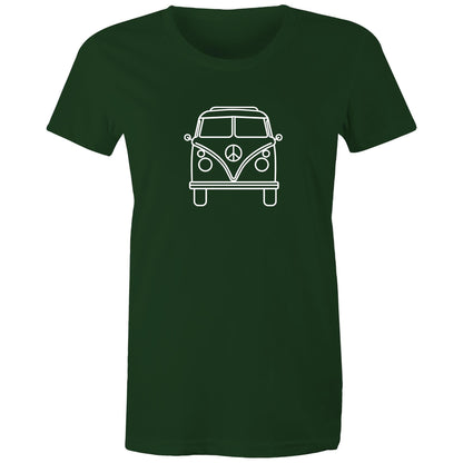 Beach Van - Women's T-shirt Forest Green Womens T-shirt Retro Summer Womens