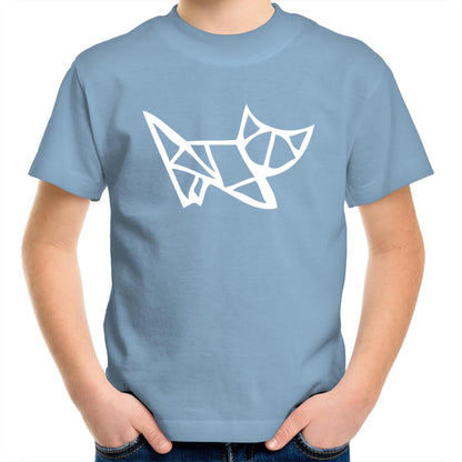 Origami Kitten - Kids Youth Crew T-Shirt Carolina Blue Kids Youth T-shirt animal